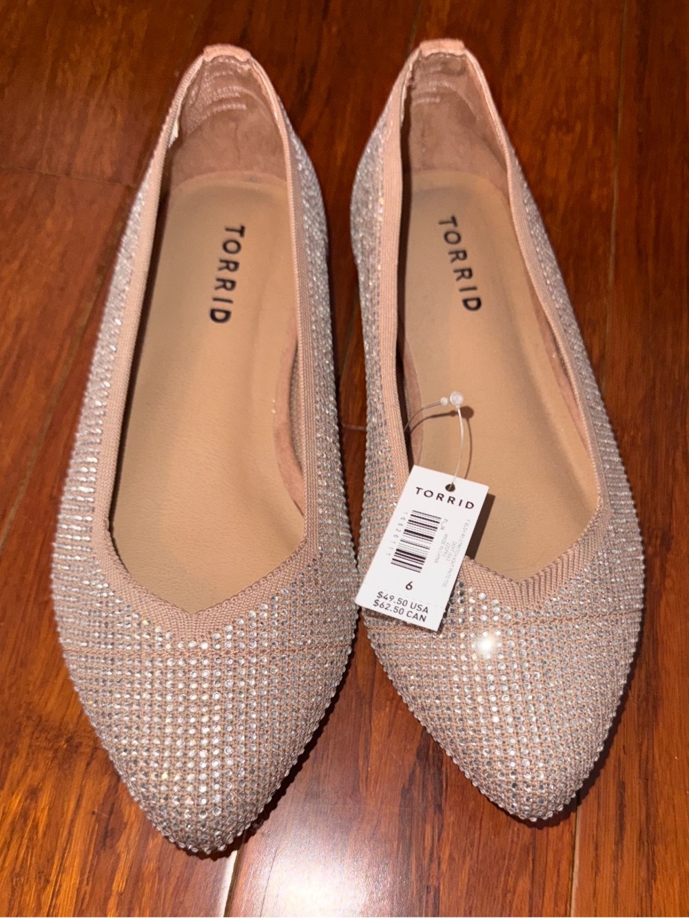 torrid Champagne Rhinestone Pointed Flats